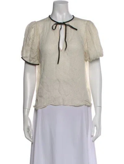 Pre-owned Frame Silk Printed Blouse W/ Tags In Neutral