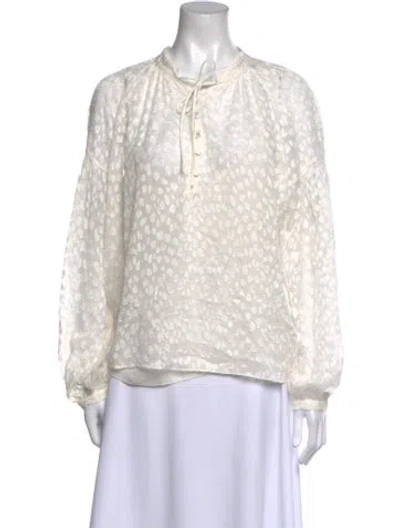 Pre-owned Frame Silk Printed Blouse In White