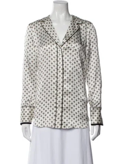 Pre-owned Frame Silk Printed Blouse In White