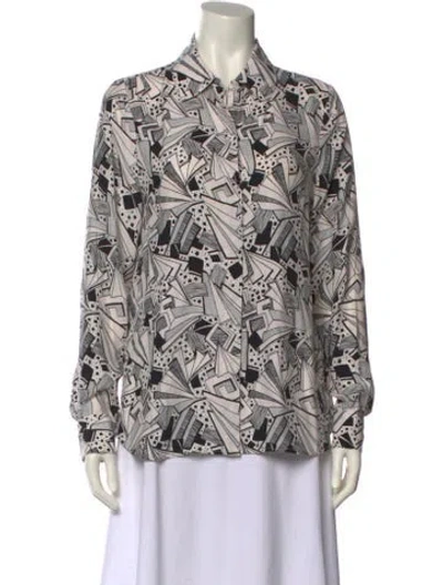 Pre-owned Frame Silk Printed Button-up Top In Multi