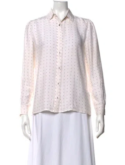 Pre-owned Frame Silk Printed Button-up Top In Neutral