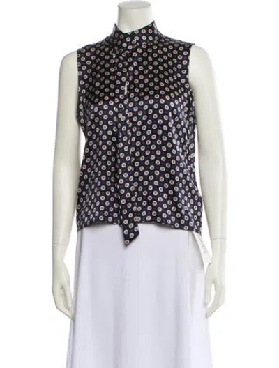 Pre-owned Frame Silk Printed Crop Top In White