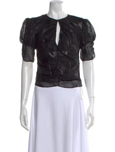 Pre-owned Frame Silk Printed Top In Black