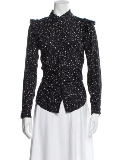 Pre-owned Frame Silk Printed Top In Blue