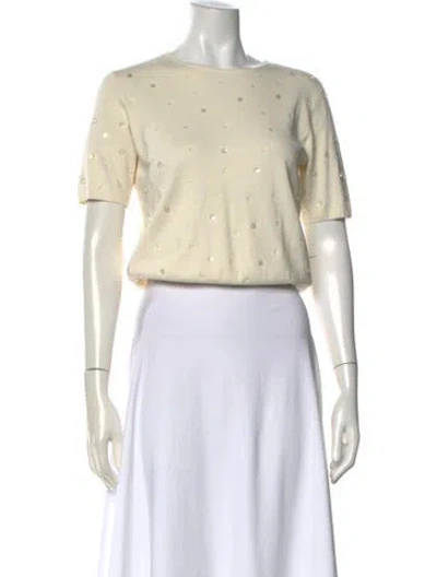 Pre-owned Frame Silk Printed Top In Neutral