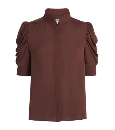 Frame Silk Puff-sleeve Gillian Blouse In Burgundy