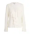 Frame Silk Ruffle-neck Blouse In Ivory
