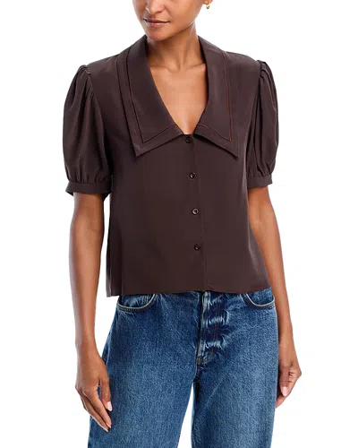 Frame Silk Sailor Blouse In Brown