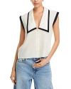 Frame Sleeveless Sailor Blouse In Cream Mult