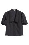 Shop Frame Silk Sailor Button-up Top In Black Multi