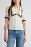 Frame The Polka Dot Sailor Silk Blouse In Cream Multi