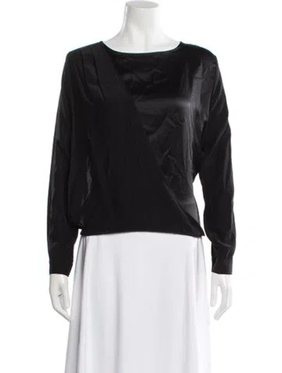 Pre-owned Frame Silk Scoop Neck Blouse In Black