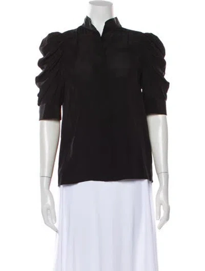 Pre-owned Frame Silk Short Sleeve Blouse In Black
