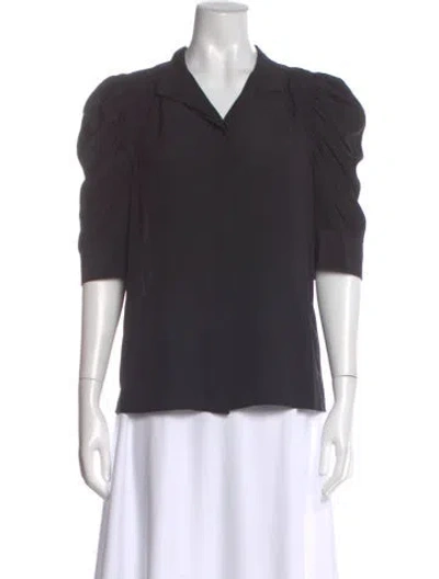 Pre-owned Frame Silk Short Sleeve Blouse In Black