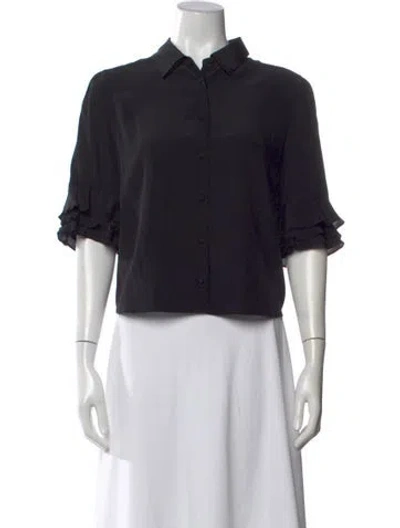 Pre-owned Frame Silk Short Sleeve Blouse In Black
