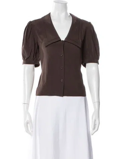 Pre-owned Frame Silk Short Sleeve Blouse In Black