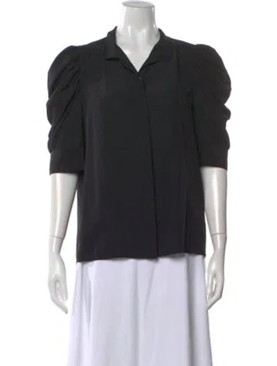 Pre-owned Frame Silk Short Sleeve Blouse In Black
