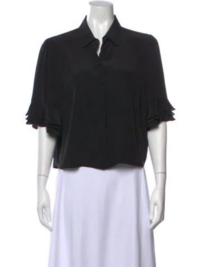 Pre-owned Frame Silk Short Sleeve Blouse In Black