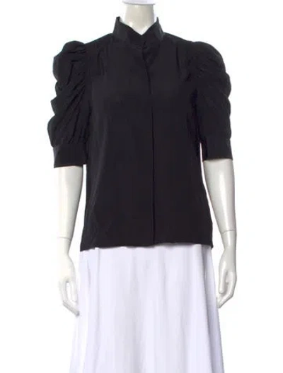 Pre-owned Frame Silk Short Sleeve Blouse In Black