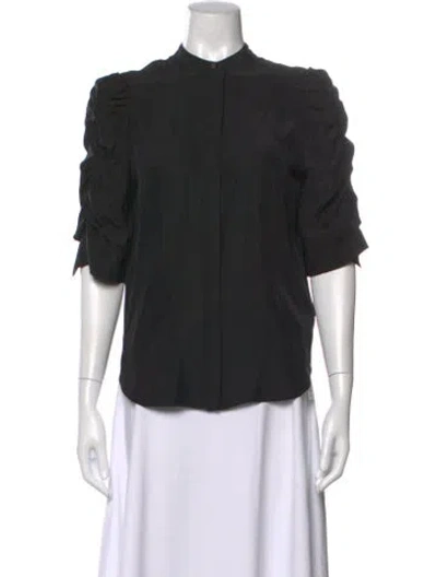Pre-owned Frame Silk Short Sleeve Blouse In Black