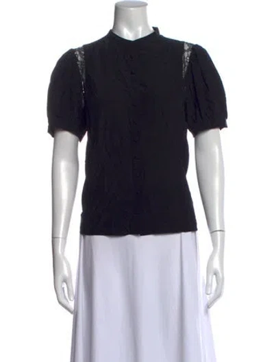 Pre-owned Frame Silk Short Sleeve Blouse In Black