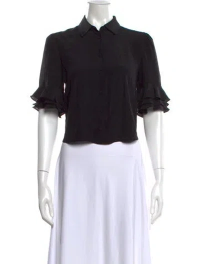 Pre-owned Frame Silk Short Sleeve Blouse In Black