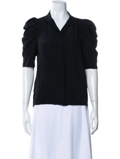 Pre-owned Frame Silk Short Sleeve Blouse In Black