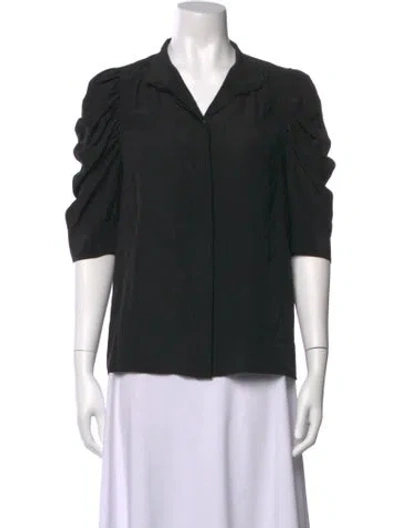 Pre-owned Frame Silk Short Sleeve Blouse In Black