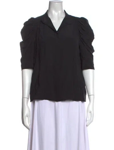 Pre-owned Frame Silk Short Sleeve Blouse In Black