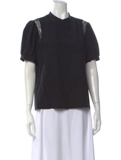 Pre-owned Frame Silk Short Sleeve Blouse In Black