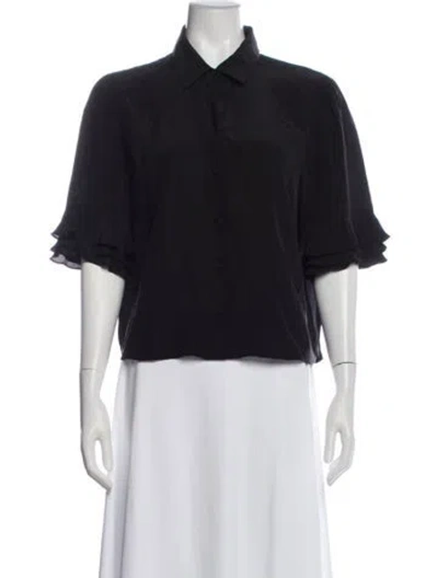 Pre-owned Frame Silk Short Sleeve Blouse In Blue
