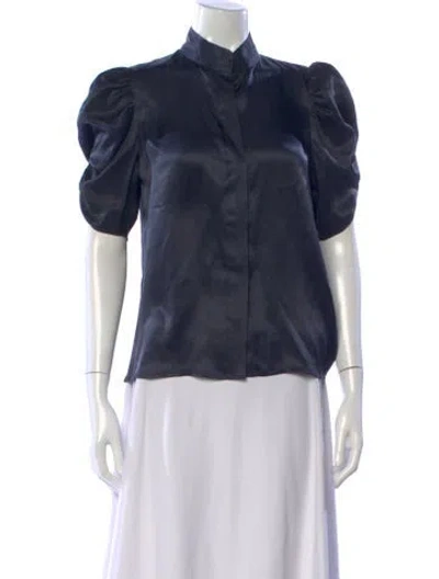 Pre-owned Frame Silk Short Sleeve Blouse In Blue