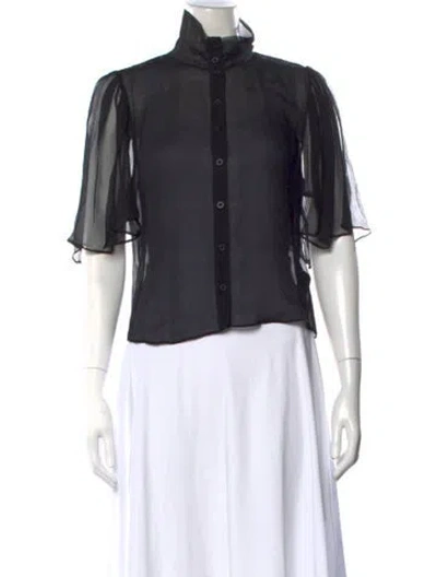 Pre-owned Frame Silk Short Sleeve Blouse In Blue
