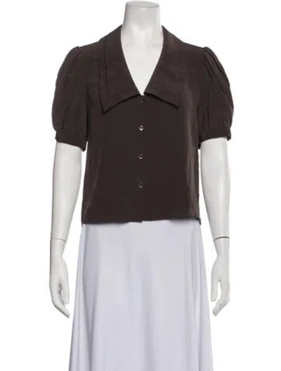 Pre-owned Frame Silk Short Sleeve Blouse In Brown