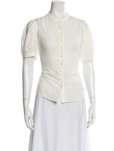 Pre-owned Frame Silk Short Sleeve Blouse In Neutral