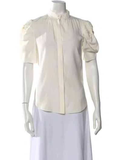 Pre-owned Frame Silk Short Sleeve Blouse In Neutral