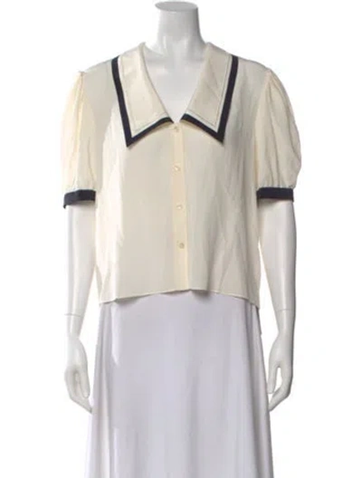 Pre-owned Frame Silk Short Sleeve Blouse In Neutral