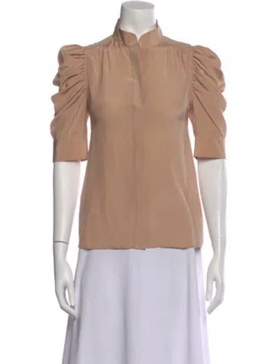 Pre-owned Frame Silk Short Sleeve Blouse In Neutral