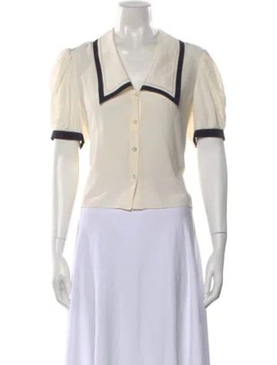 Pre-owned Frame Silk Short Sleeve Blouse In Neutral