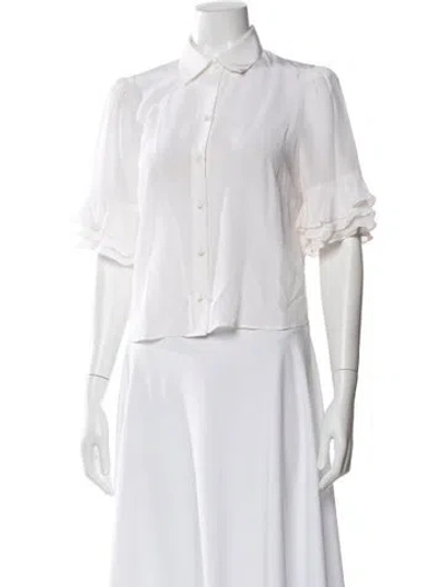 Pre-owned Frame Silk Short Sleeve Blouse In Neutral