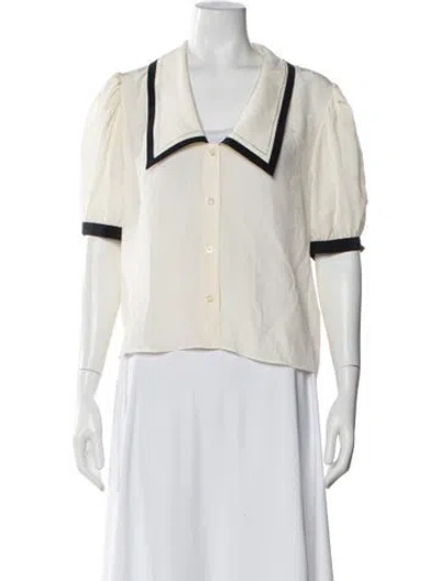Pre-owned Frame Silk Short Sleeve Blouse In Neutral
