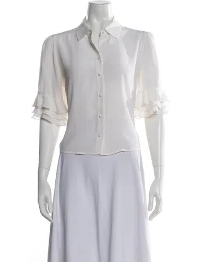 Pre-owned Frame Silk Short Sleeve Blouse In Neutral