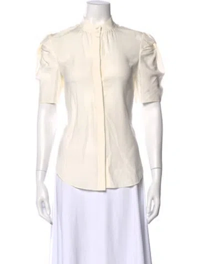Pre-owned Frame Silk Short Sleeve Blouse In Neutral