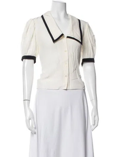 Pre-owned Frame Silk Short Sleeve Blouse In Neutrals