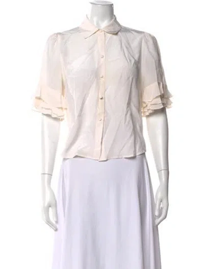 Pre-owned Frame Silk Short Sleeve Blouse In Neutrals