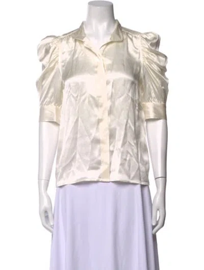 Pre-owned Frame Silk Short Sleeve Blouse In Neutrals