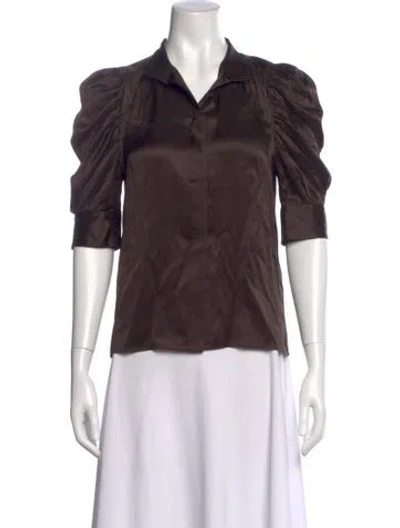 Pre-owned Frame Silk Short Sleeve Blouse In Pink