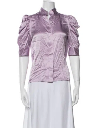 Pre-owned Frame Silk Short Sleeve Blouse In Purple