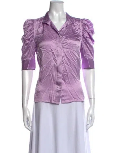 Pre-owned Frame Silk Short Sleeve Blouse In Purple