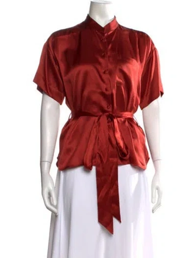 Pre-owned Frame Silk Short Sleeve Blouse In Red